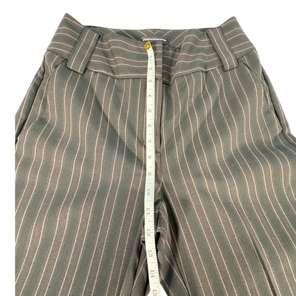 Express Pinstripe Wide Leg Pants Womens 6 Black Gray Careercore Eclectic Grandpa - Picture 7 of 14